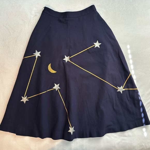 Girdear Celestial Constellation Stars Moon High Waisted A Line Full Skirt 2 blue - Picture 2 of 8